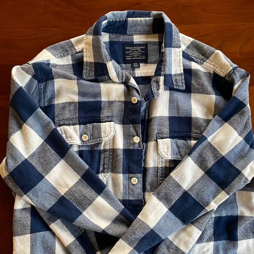 Blue Checkerboard American Eagle Flannel